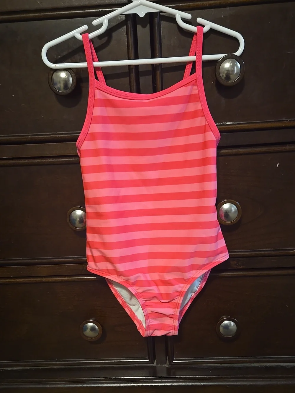 5t Girls' Pink Striped One-Piece Swimsuit